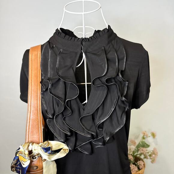 Gorgeous vintage y2k heart soul black ruffle babydoll top - Picture 2 of 6